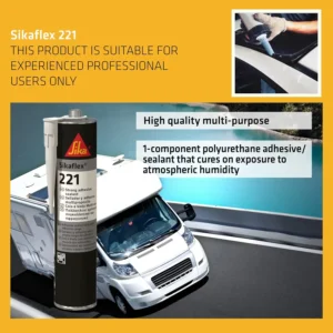 Sikaflex 221 Strong Adhesive Sealant – Multi-Purpose Application – Black – 300ml - Image 5