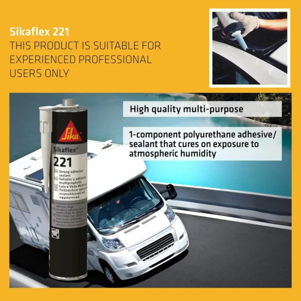 Sikaflex 221 Strong Adhesive Sealant – Multi-Purpose Application – Black – 300ml